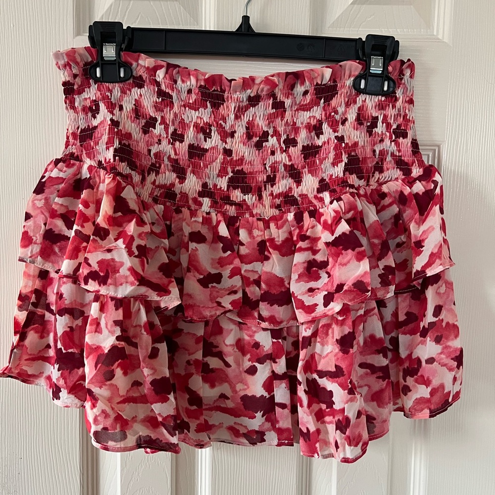 Blu Pepper Pink and Red Floral Mini Skirt
